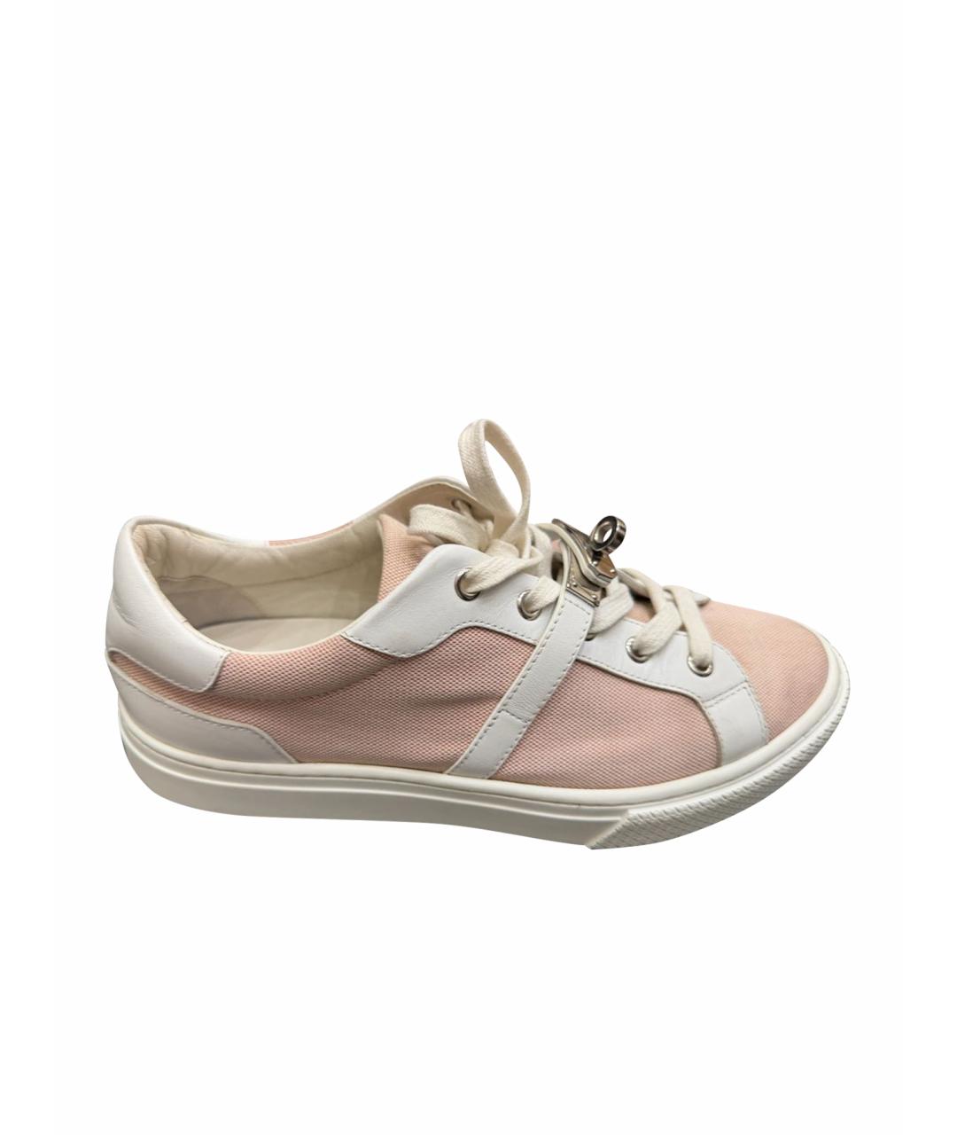 HERMES Розовые кожаные кроссовки, фото 4