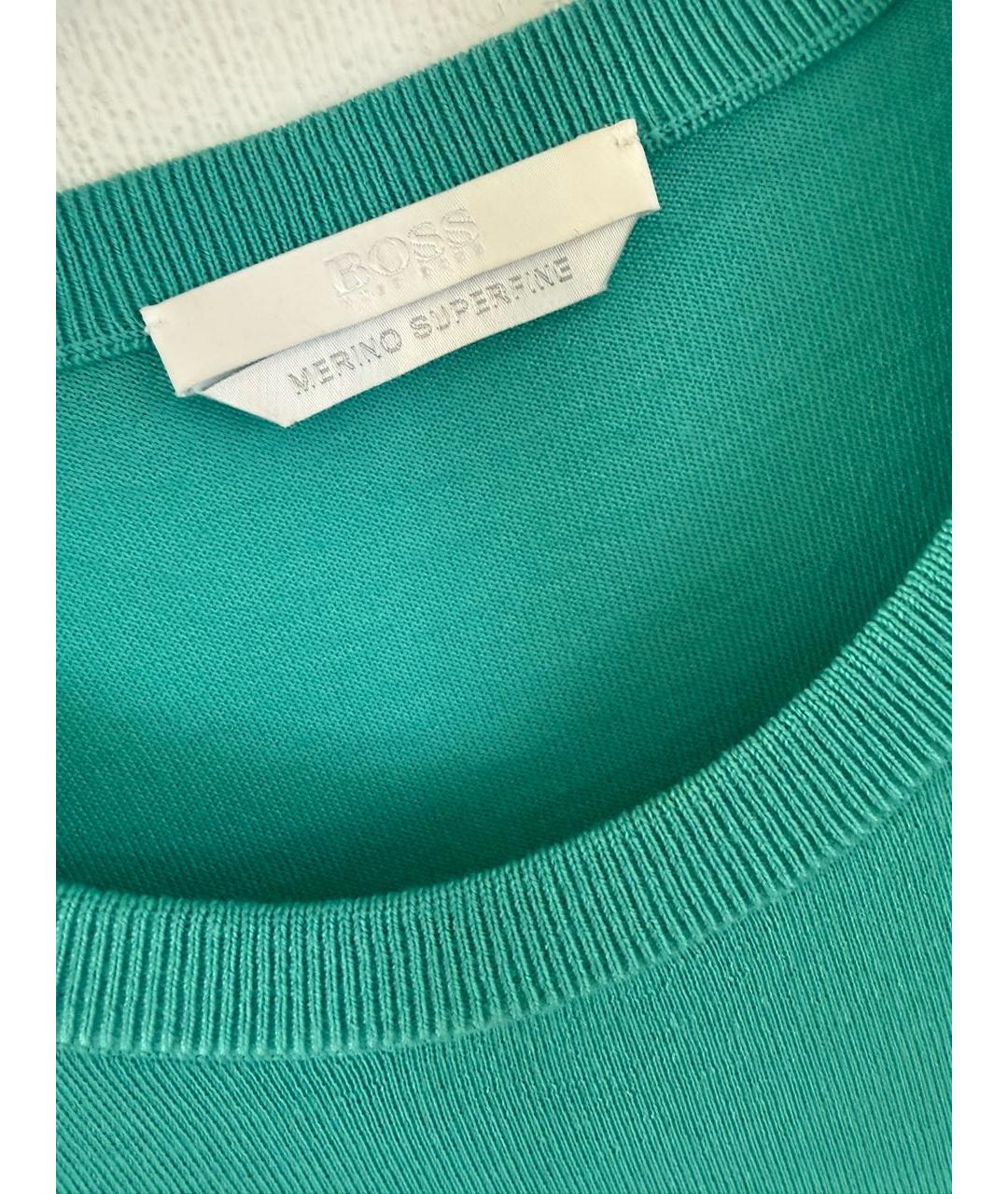 HUGO BOSS Бирюзовый шерстяной джемпер / свитер, фото 5