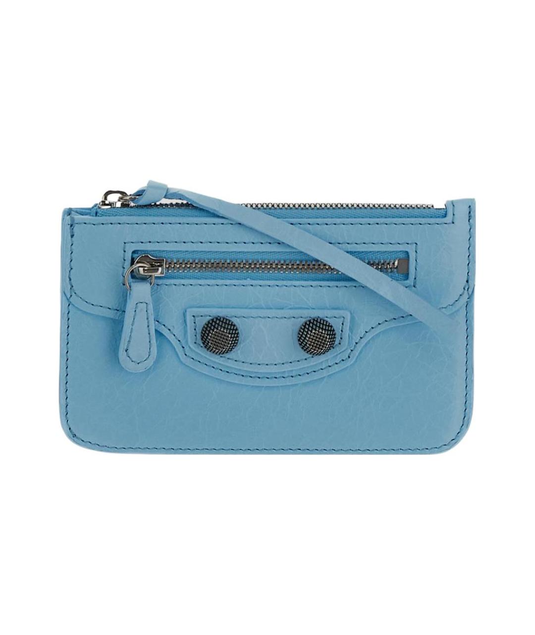 BALENCIAGA Голубой кожаный кардхолдер, фото 1