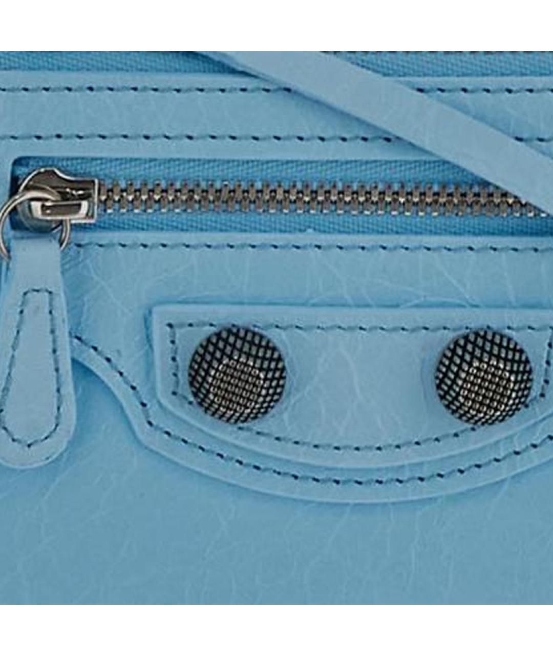 BALENCIAGA Голубой кожаный кардхолдер, фото 4