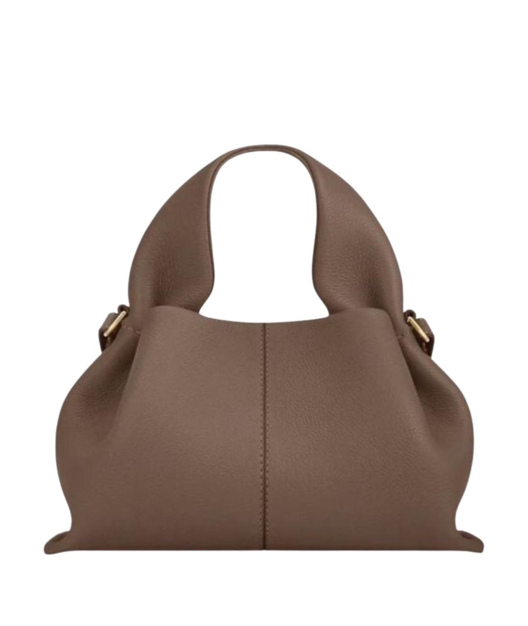 POLENE Бежевая кожаная сумка с короткими ручками, фото 1