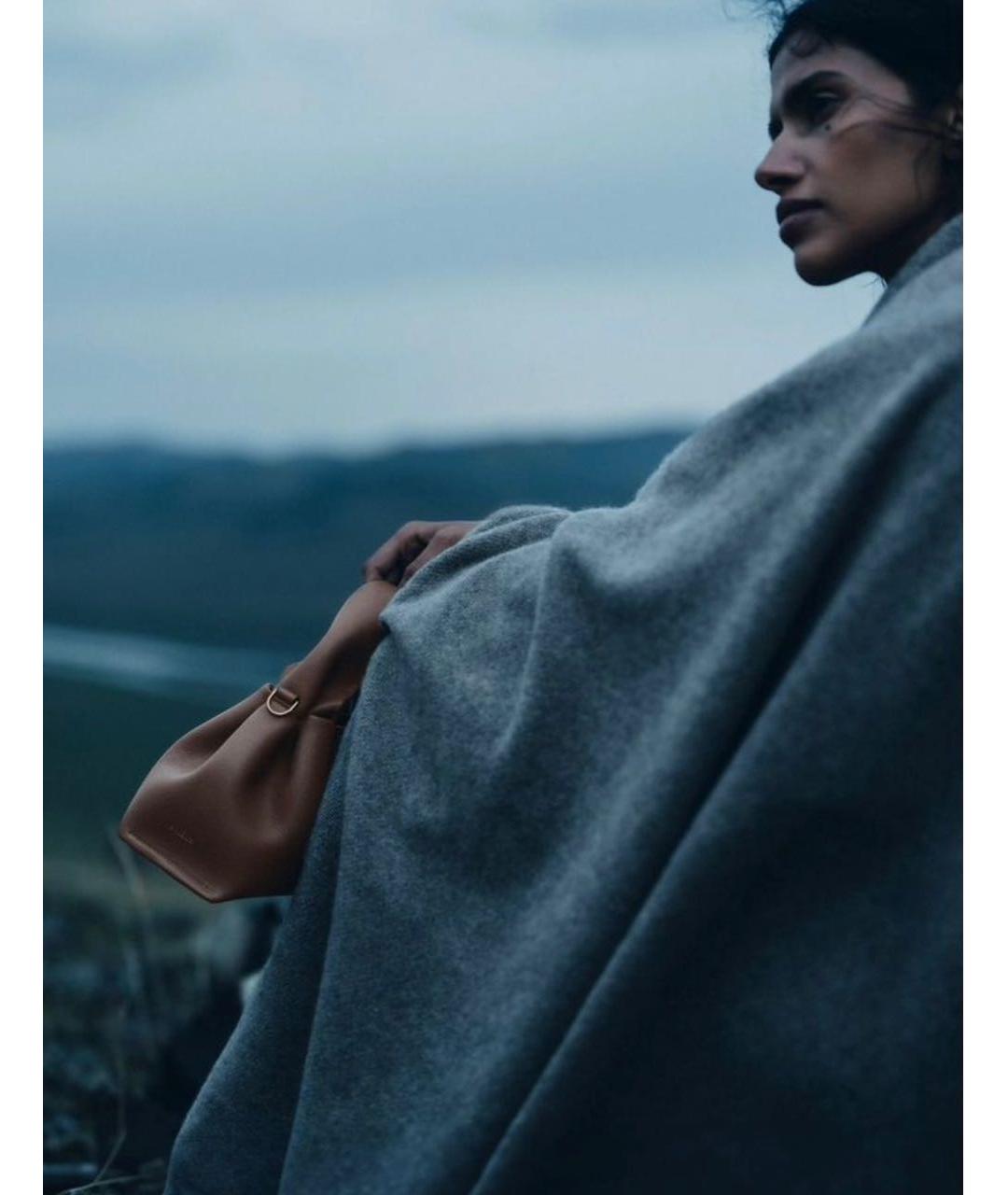 POLENE Бежевая кожаная сумка с короткими ручками, фото 7