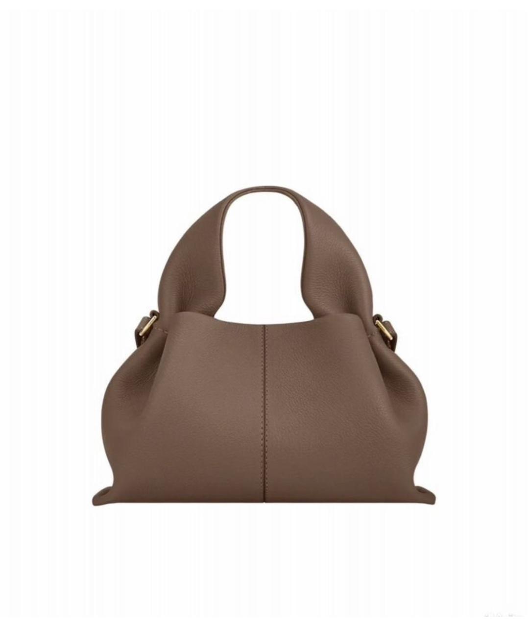 POLENE Бежевая кожаная сумка с короткими ручками, фото 9