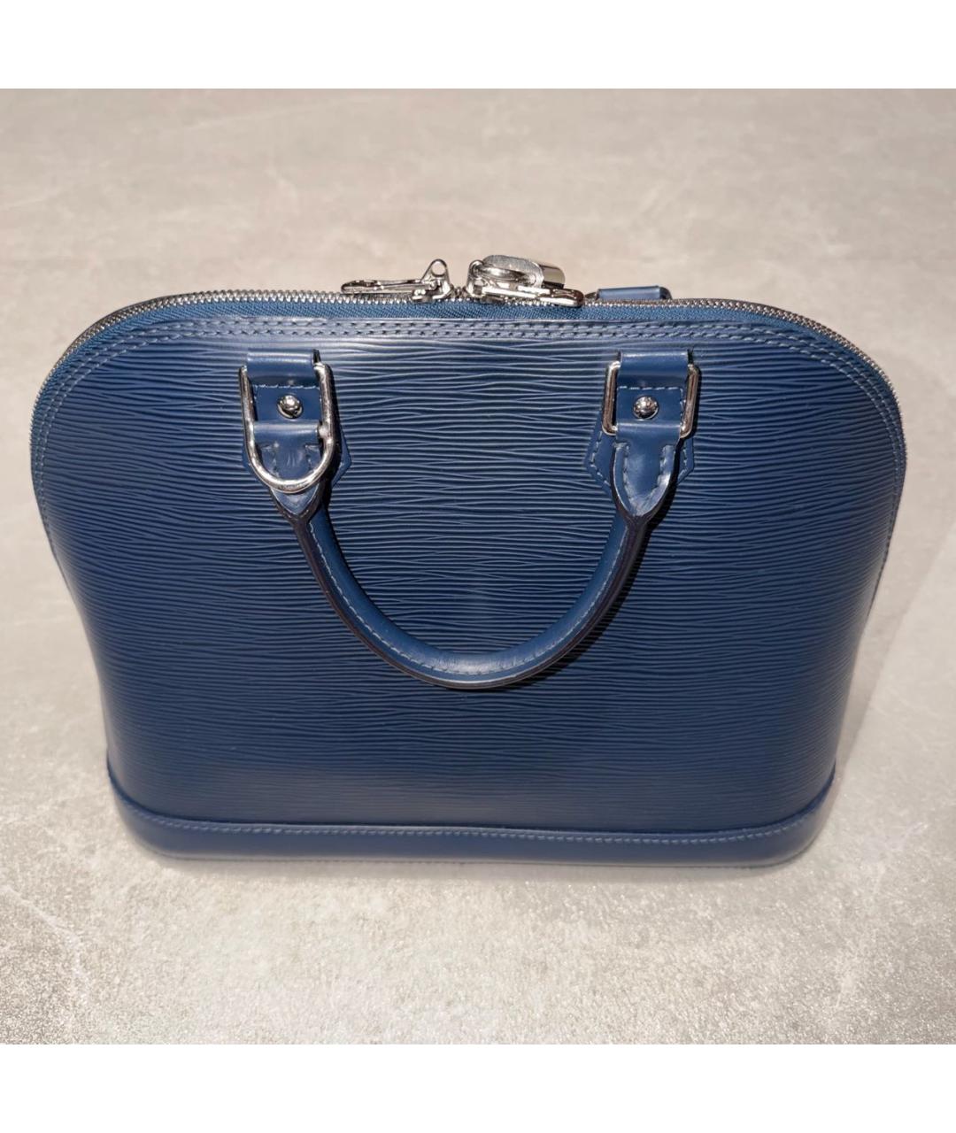 LOUIS VUITTON Темно-синяя кожаная сумка с короткими ручками, фото 2