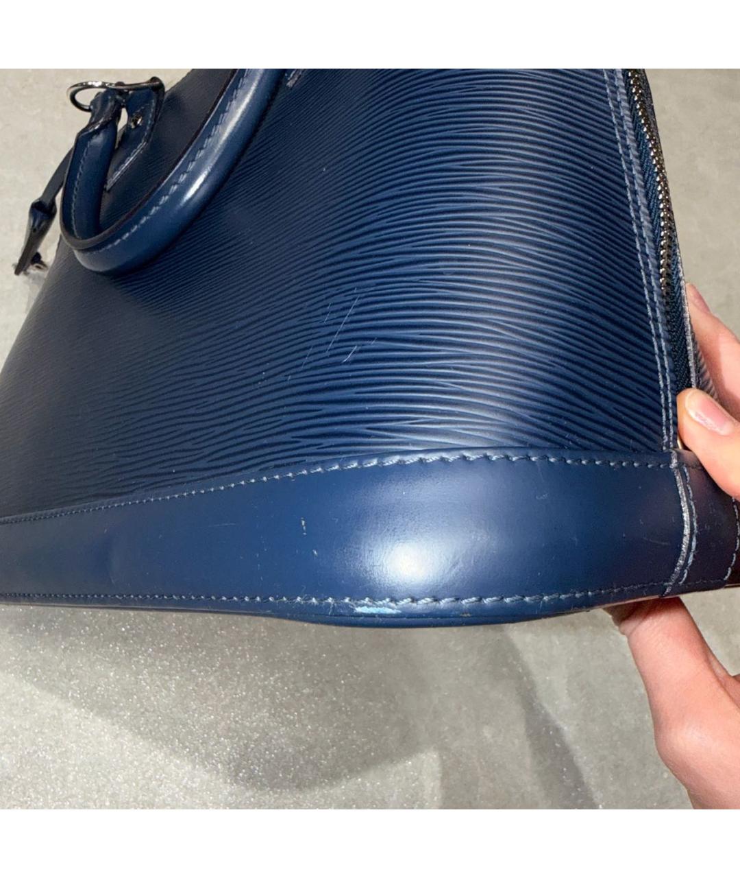 LOUIS VUITTON Темно-синяя кожаная сумка с короткими ручками, фото 5