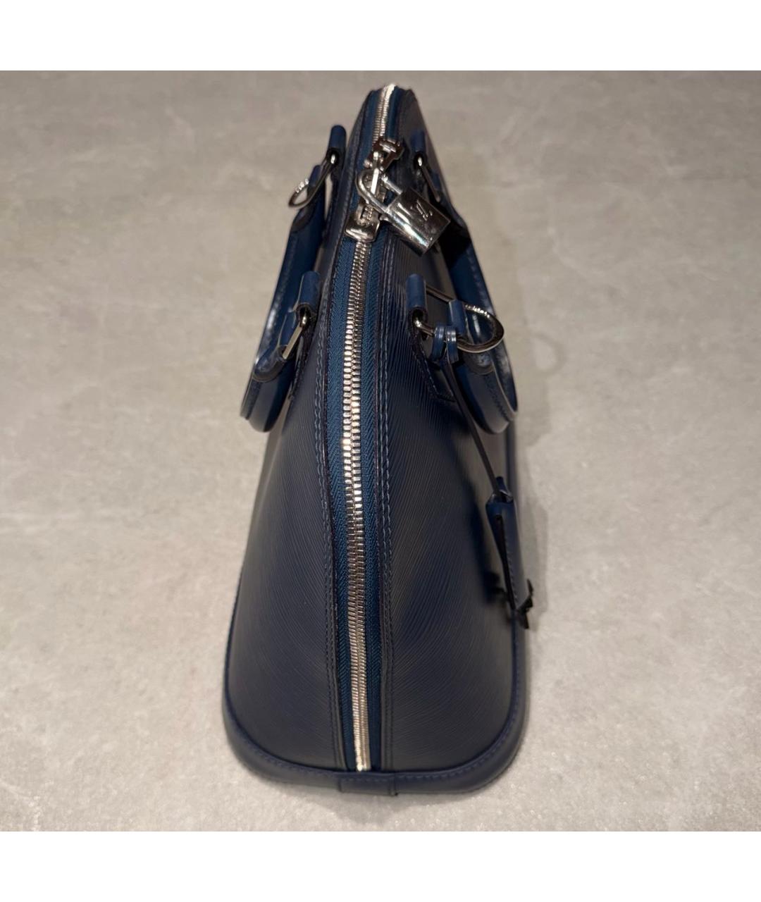 LOUIS VUITTON Темно-синяя кожаная сумка с короткими ручками, фото 3