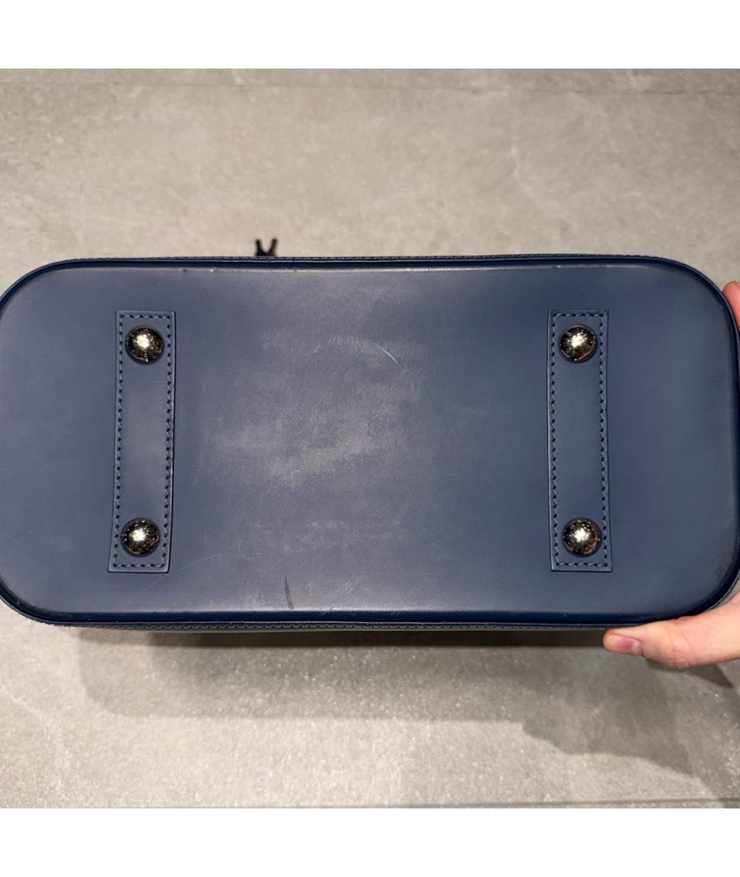LOUIS VUITTON Темно-синяя кожаная сумка с короткими ручками, фото 6