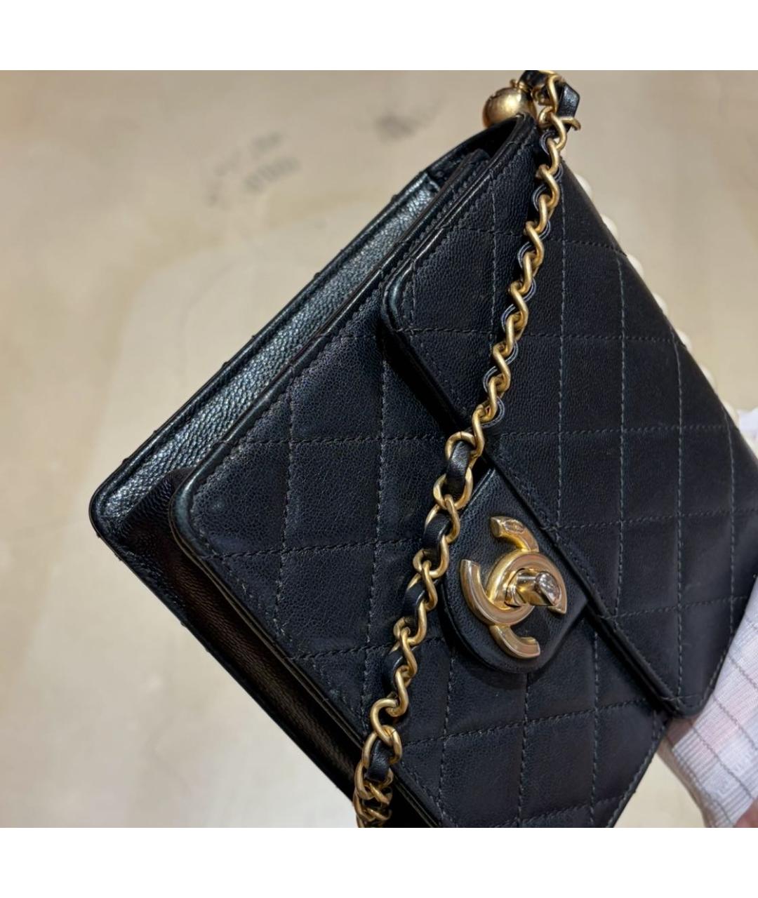 CHANEL Черная кожаная сумка через плечо, фото 2