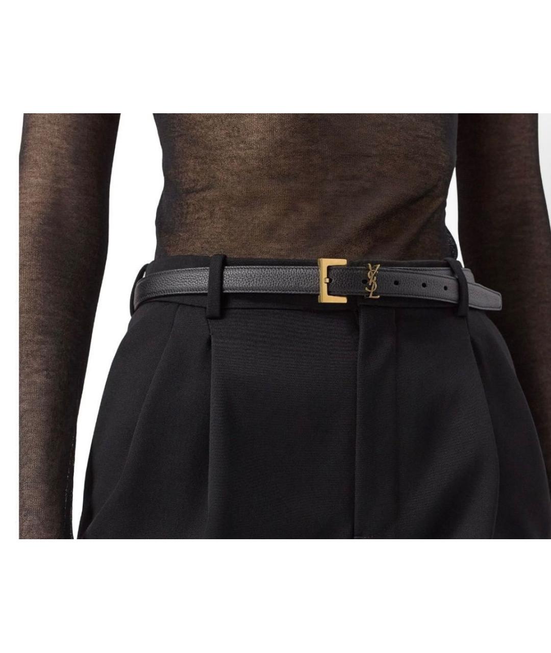 SAINT LAURENT Черный кожаный ремень, фото 5