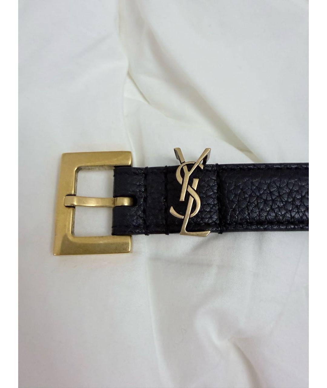 SAINT LAURENT Черный кожаный ремень, фото 4