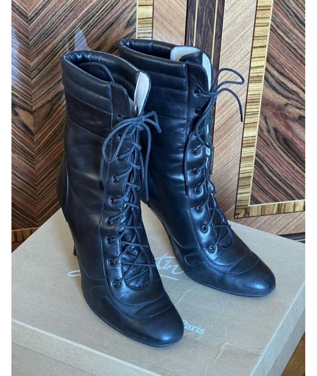 CHRISTIAN LOUBOUTIN Черные кожаные ботильоны, фото 2