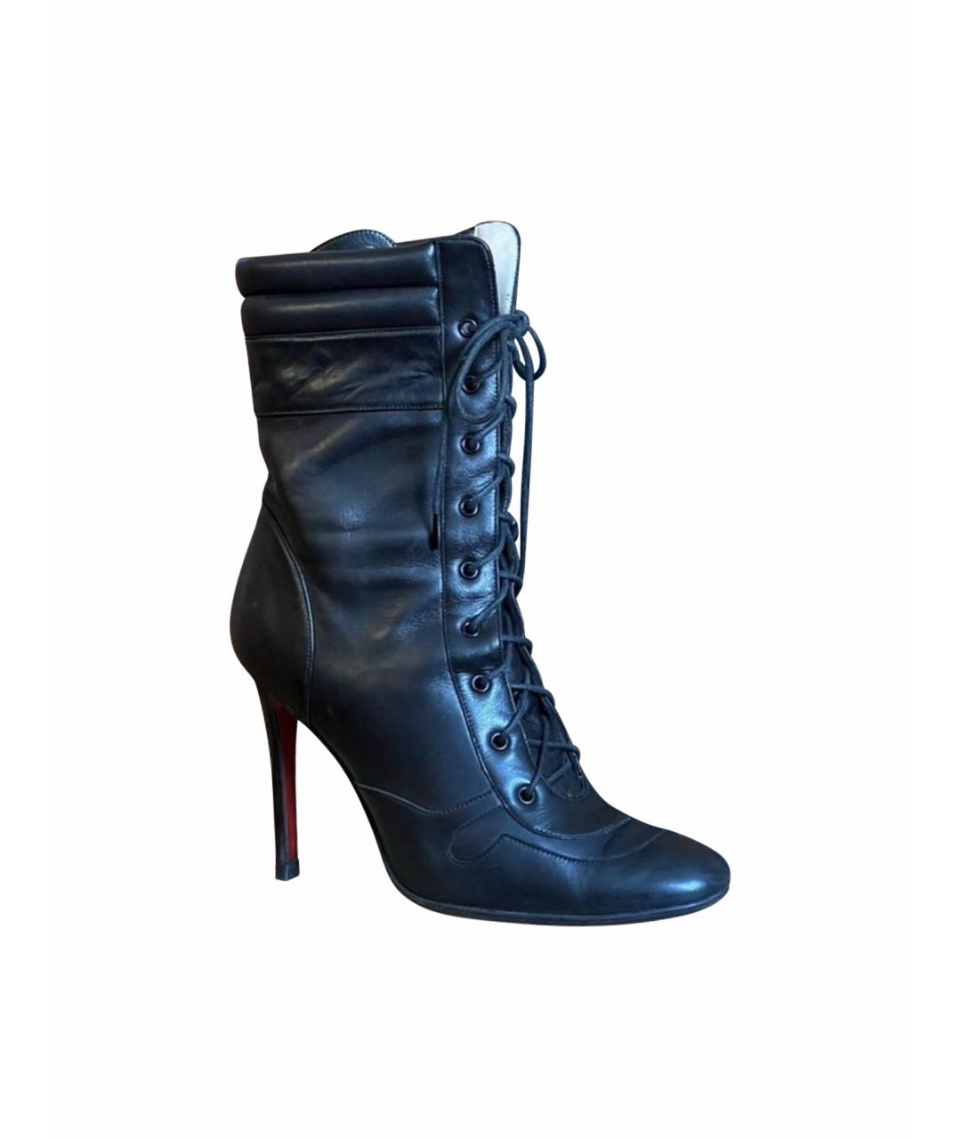 CHRISTIAN LOUBOUTIN Черные кожаные ботильоны, фото 1