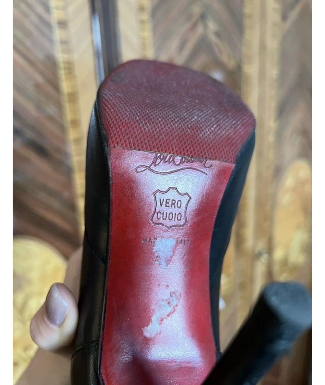 CHRISTIAN LOUBOUTIN Черные кожаные ботильоны, фото 6