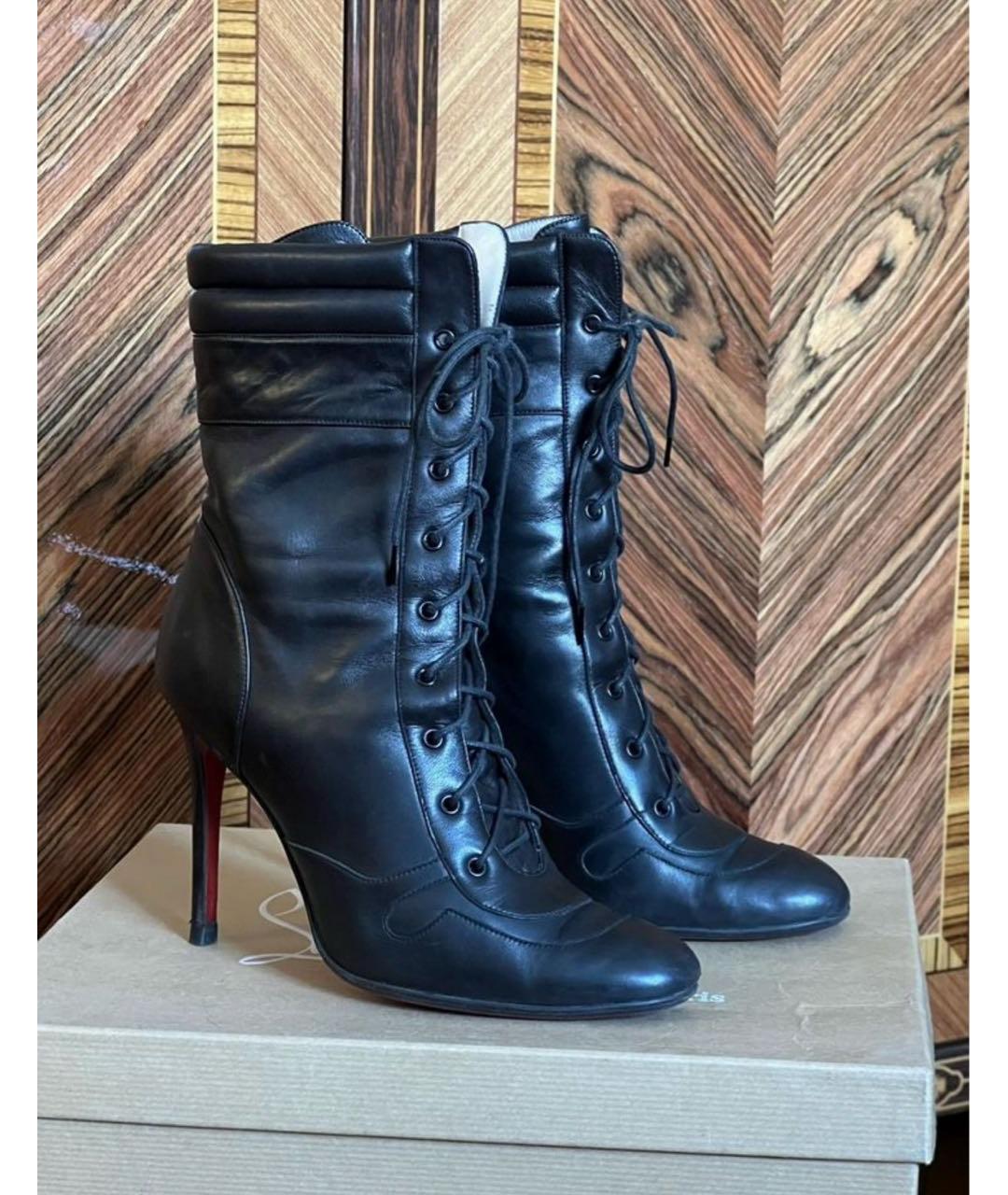 CHRISTIAN LOUBOUTIN Черные кожаные ботильоны, фото 7