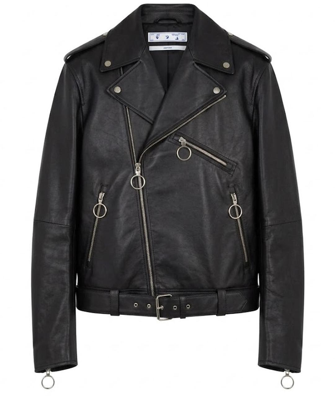 OFF-WHITE Черная кожаная куртка, фото 1