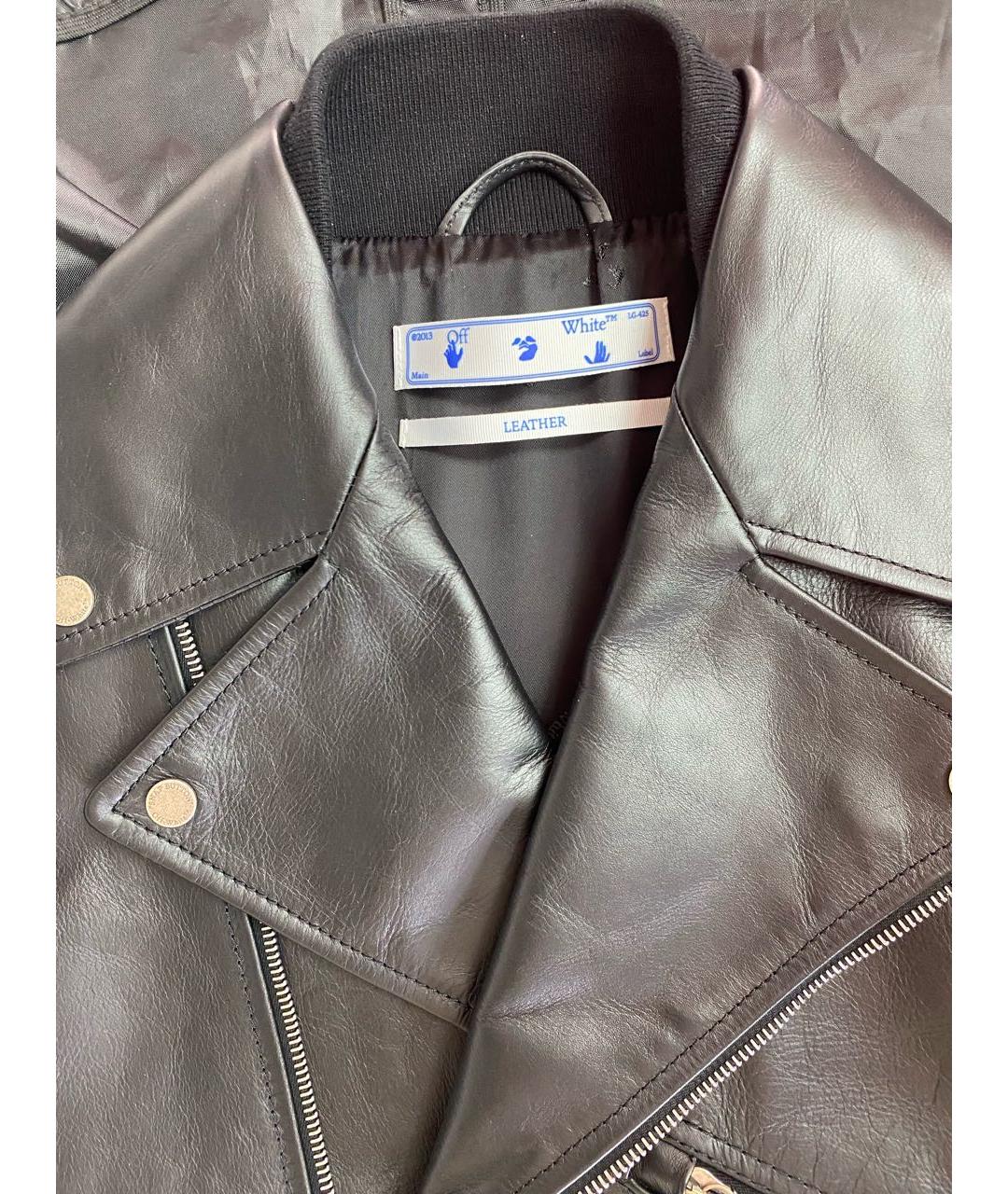 OFF-WHITE Черная кожаная куртка, фото 3