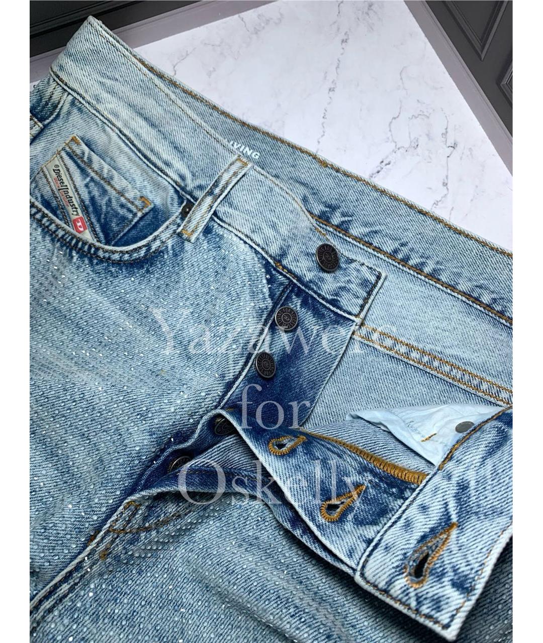 DIESEL Голубые хлопковые прямые джинсы, фото 8