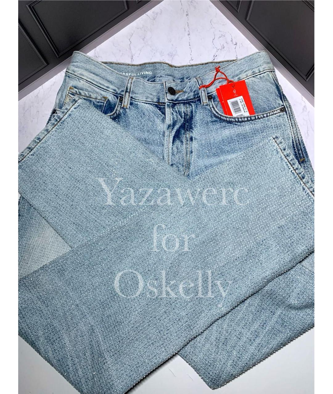 DIESEL Голубые хлопковые прямые джинсы, фото 7