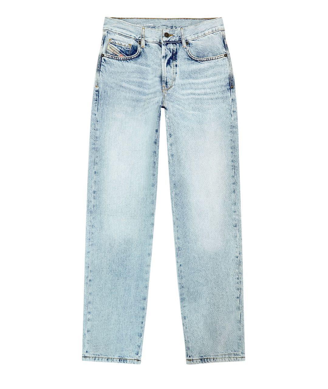 DIESEL Голубые хлопковые прямые джинсы, фото 9