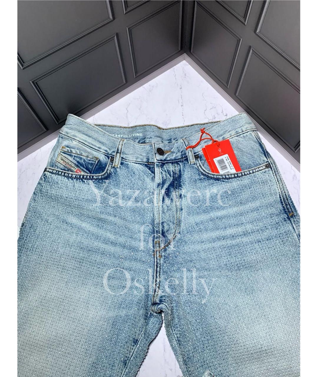 DIESEL Голубые хлопковые прямые джинсы, фото 5