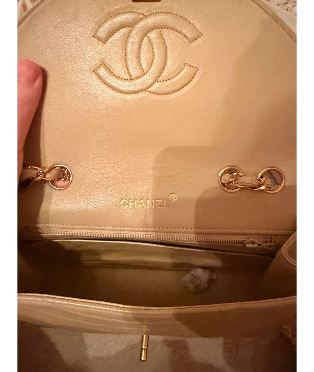 CHANEL Бежевая кожаная сумка через плечо, фото 4