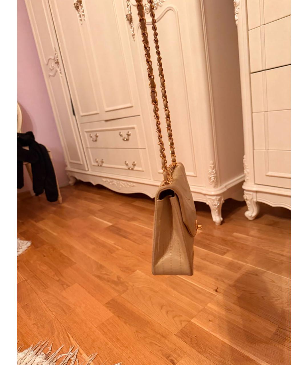 CHANEL Бежевая кожаная сумка через плечо, фото 2