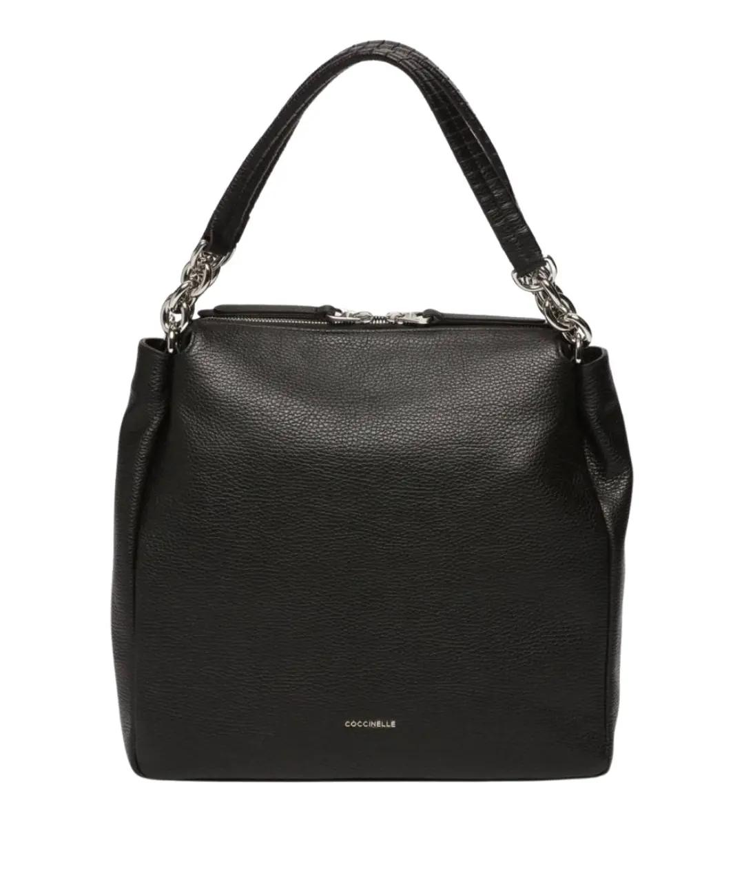 COCCINELLE Черная кожаная сумка тоут, фото 6