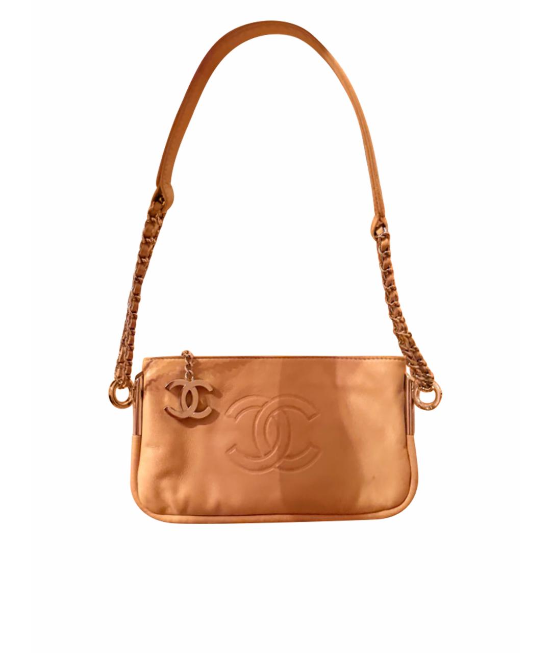 CHANEL Бежевая кожаная сумка через плечо, фото 1