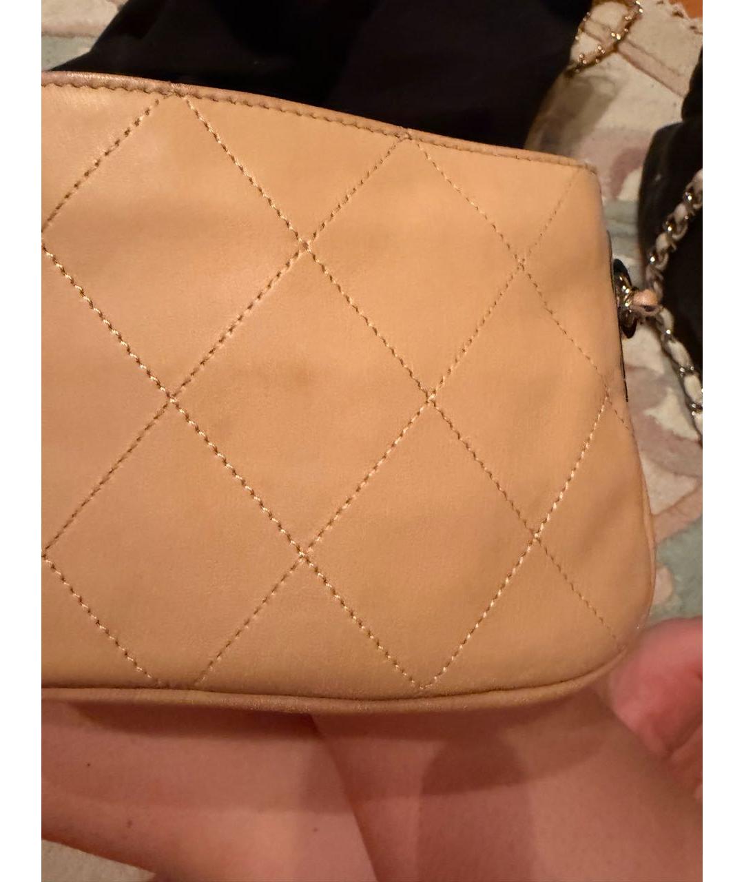 CHANEL Бежевая кожаная сумка через плечо, фото 2