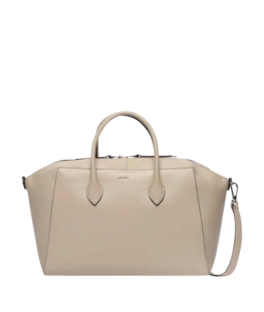 COCCINELLE Бежевая кожаная сумка с короткими ручками, фото 1