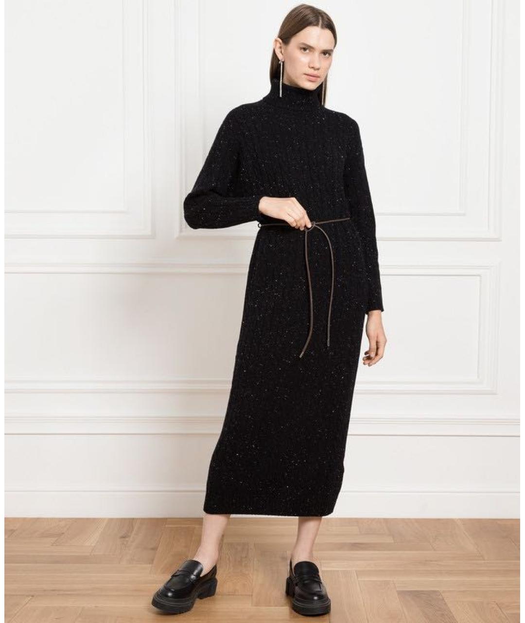 PESERICO Черное шерстяное платье, фото 2