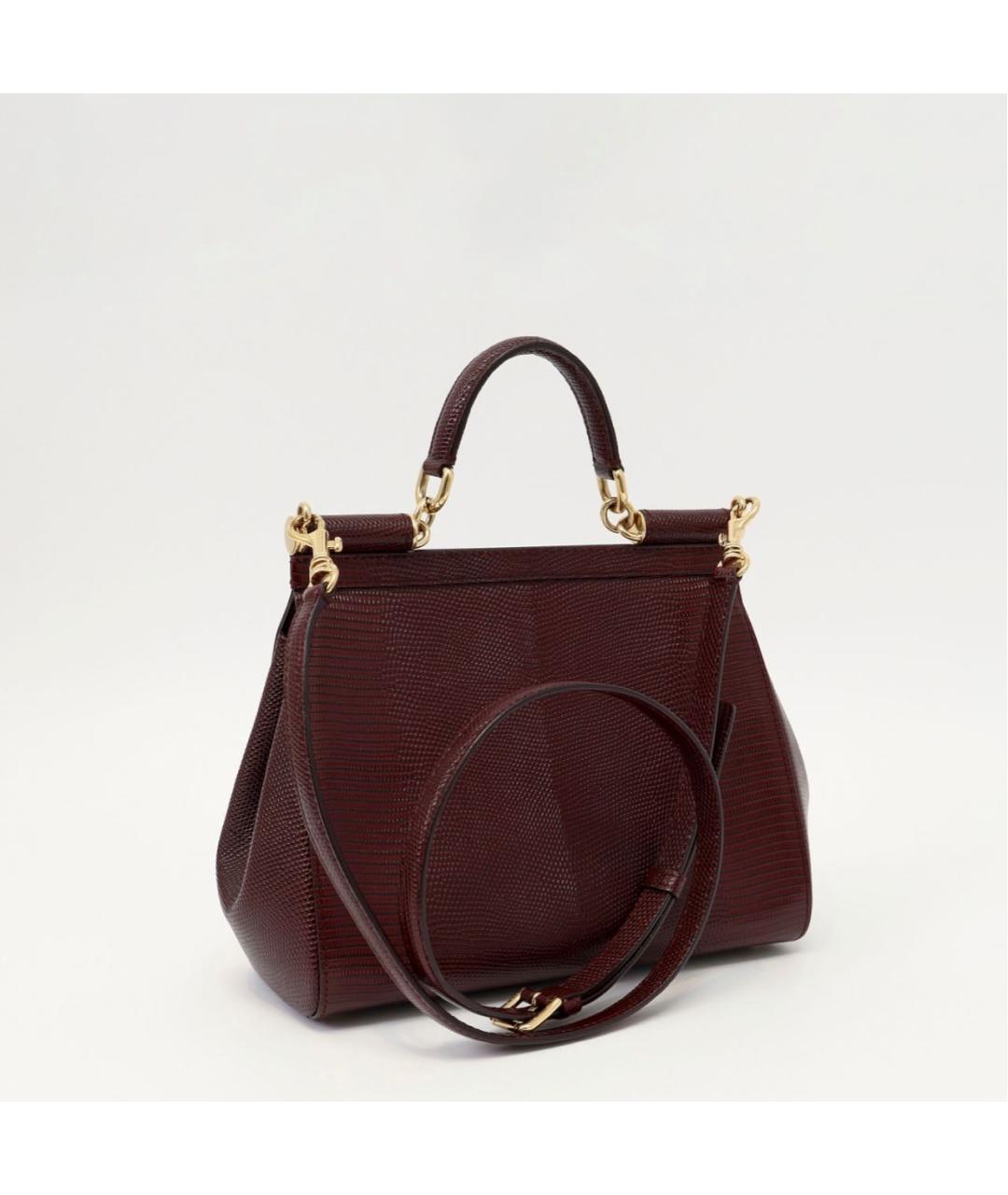 DOLCE&GABBANA Бордовая кожаная сумка с короткими ручками, фото 4