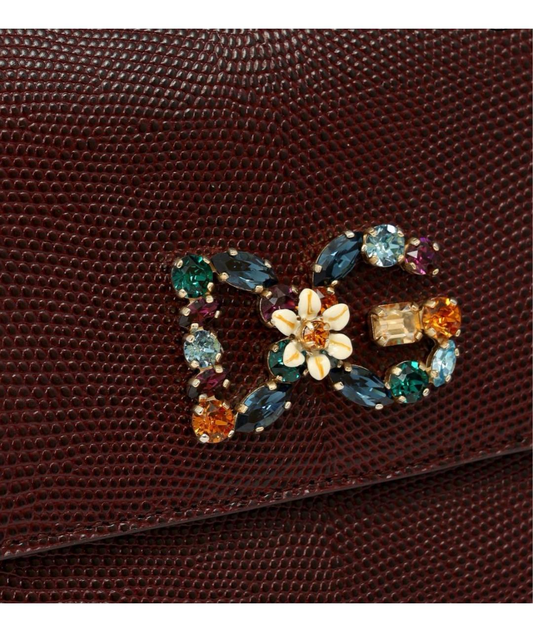 DOLCE&GABBANA Бордовая кожаная сумка с короткими ручками, фото 3