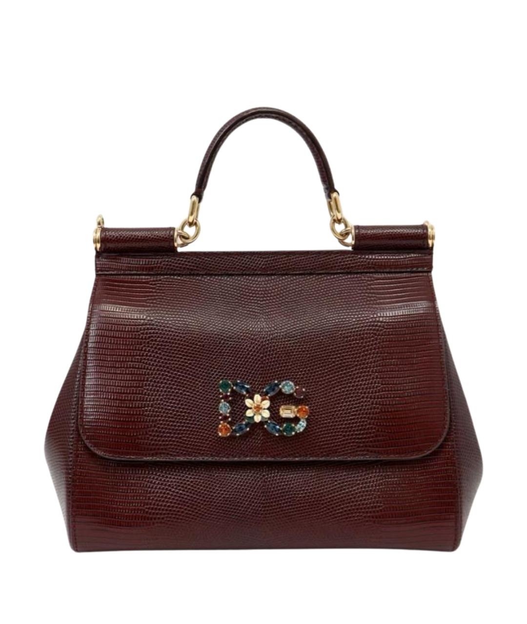 DOLCE&GABBANA Бордовая кожаная сумка с короткими ручками, фото 1