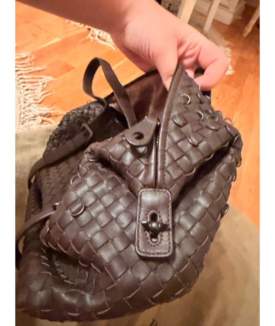 BOTTEGA VENETA Коричневая кожаная сумка через плечо, фото 4