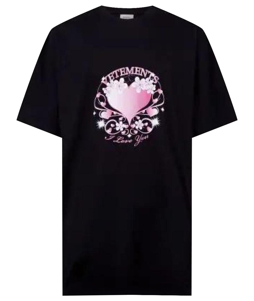 VETEMENTS Черная хлопковая футболка, фото 1