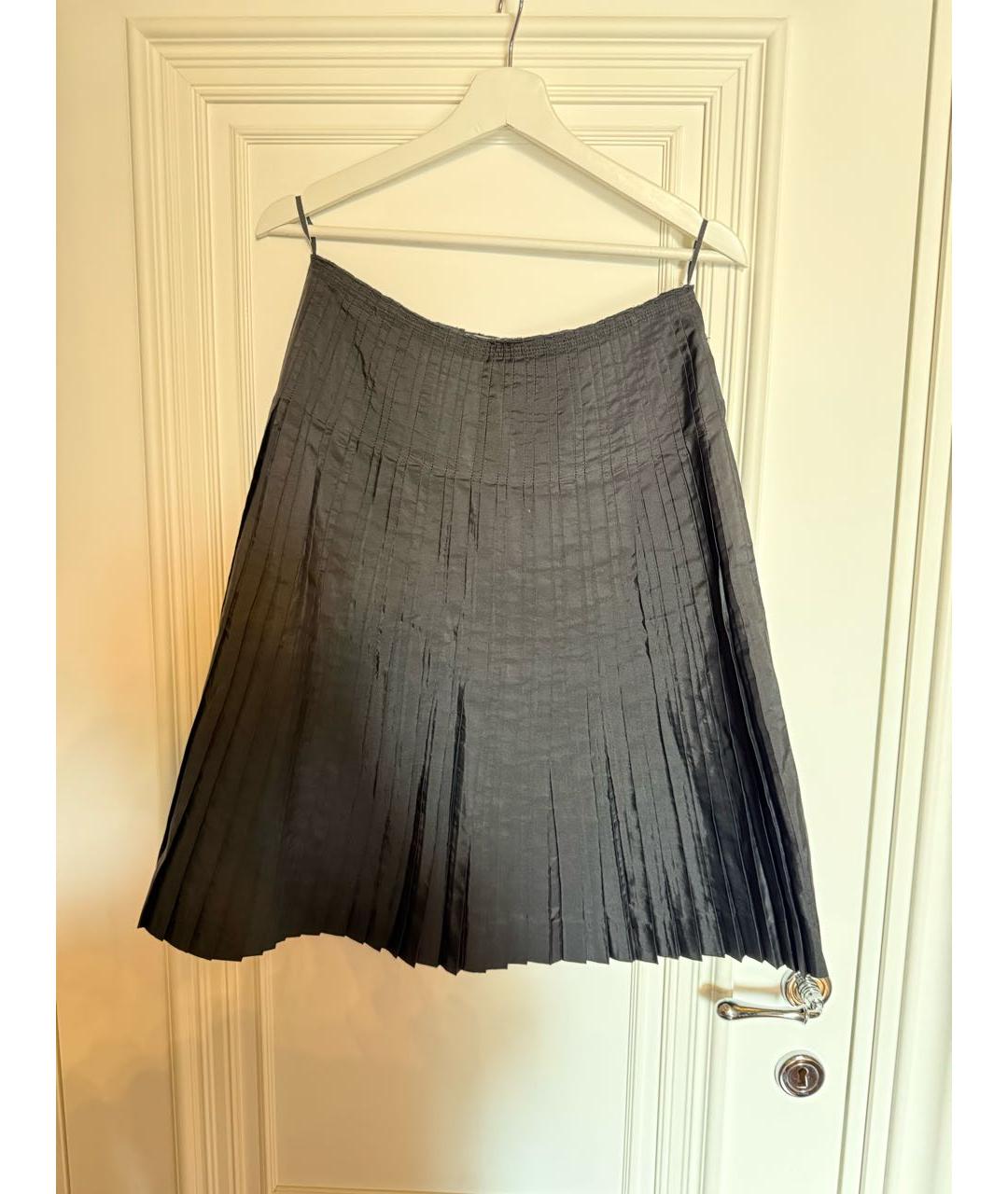 PRADA Черная шелковая юбка миди, фото 2