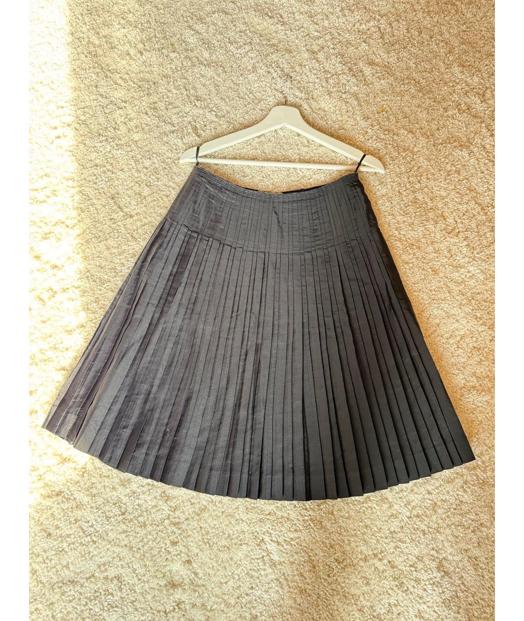 PRADA Черная шелковая юбка миди, фото 5