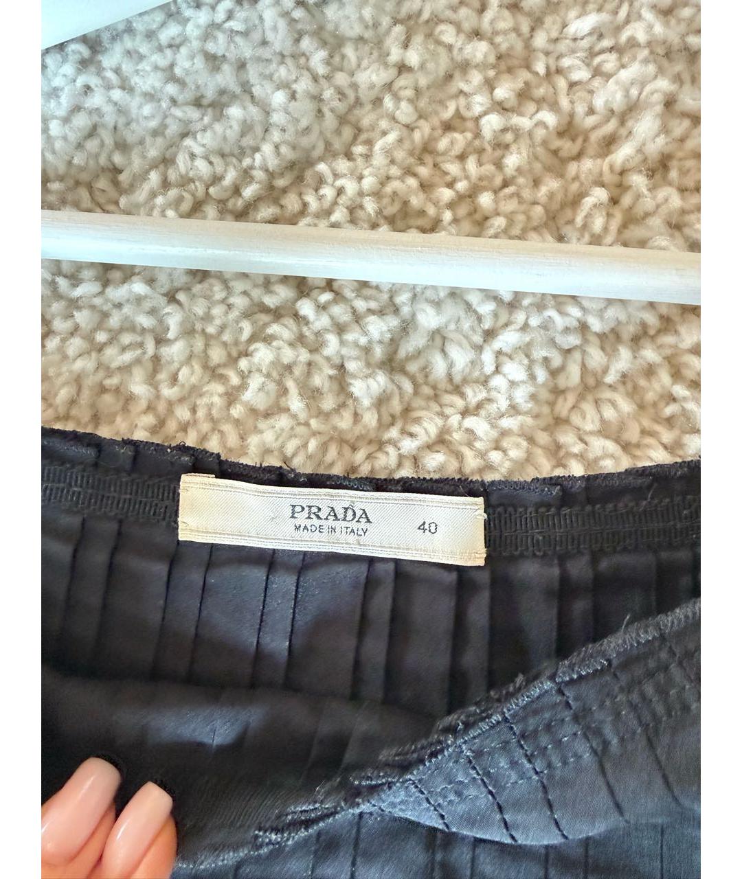 PRADA Черная шелковая юбка миди, фото 3