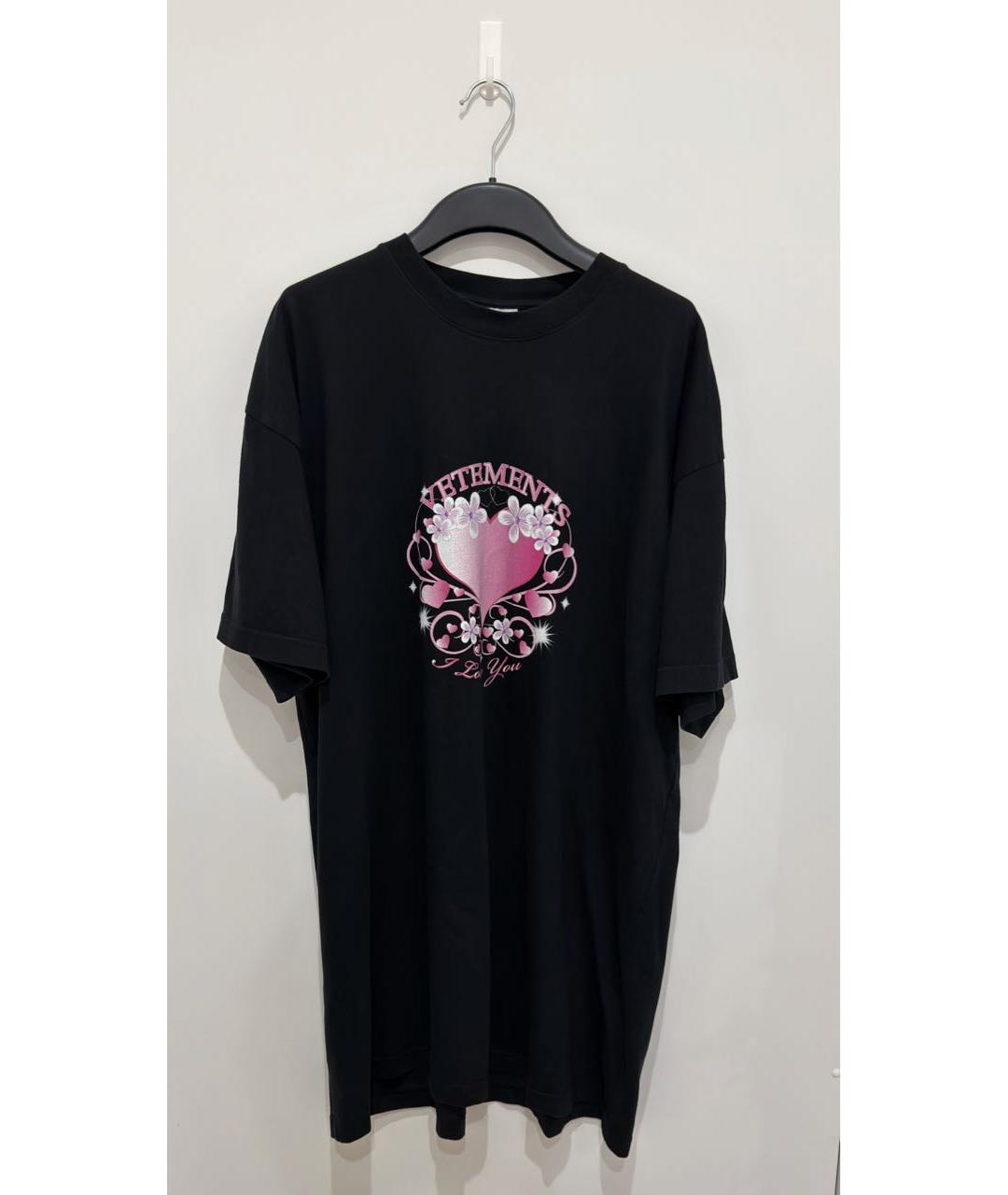 VETEMENTS Черная хлопковая футболка, фото 2