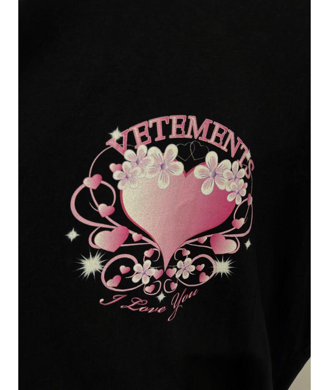 VETEMENTS Черная хлопковая футболка, фото 3