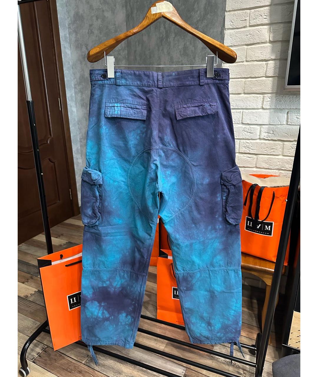 OFF-WHITE Синие хлопковые повседневные брюки, фото 3