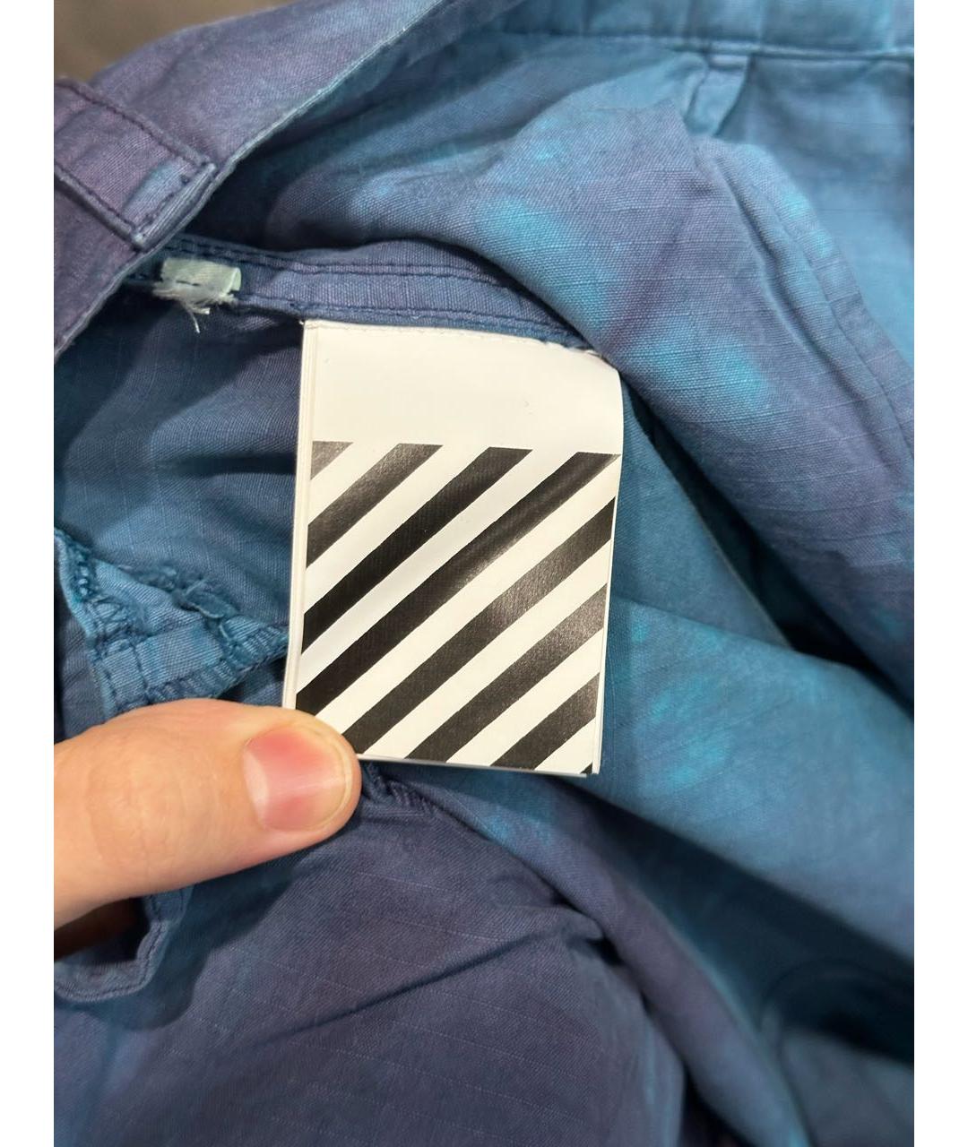 OFF-WHITE Синие хлопковые повседневные брюки, фото 7