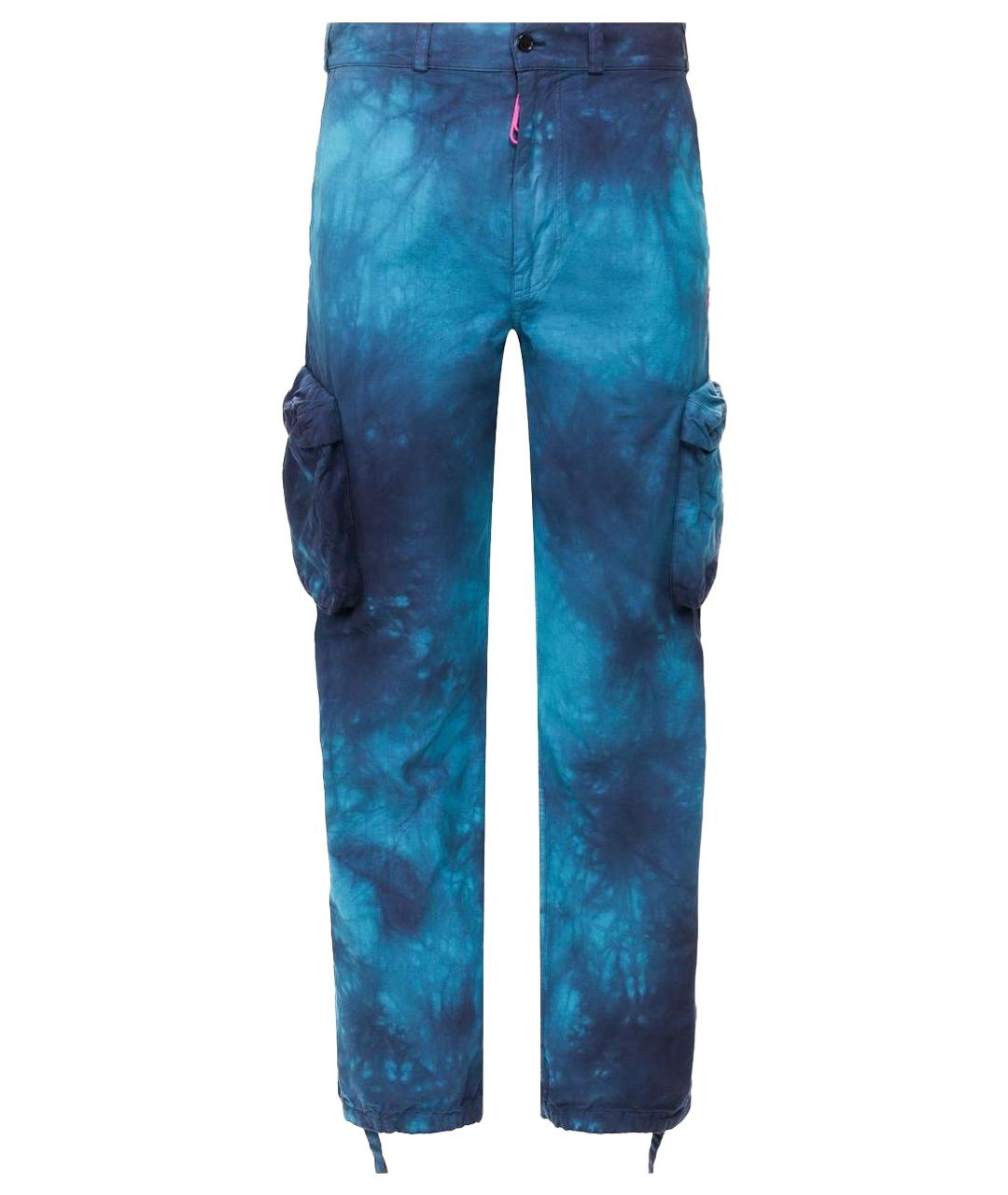 OFF-WHITE Синие хлопковые повседневные брюки, фото 1