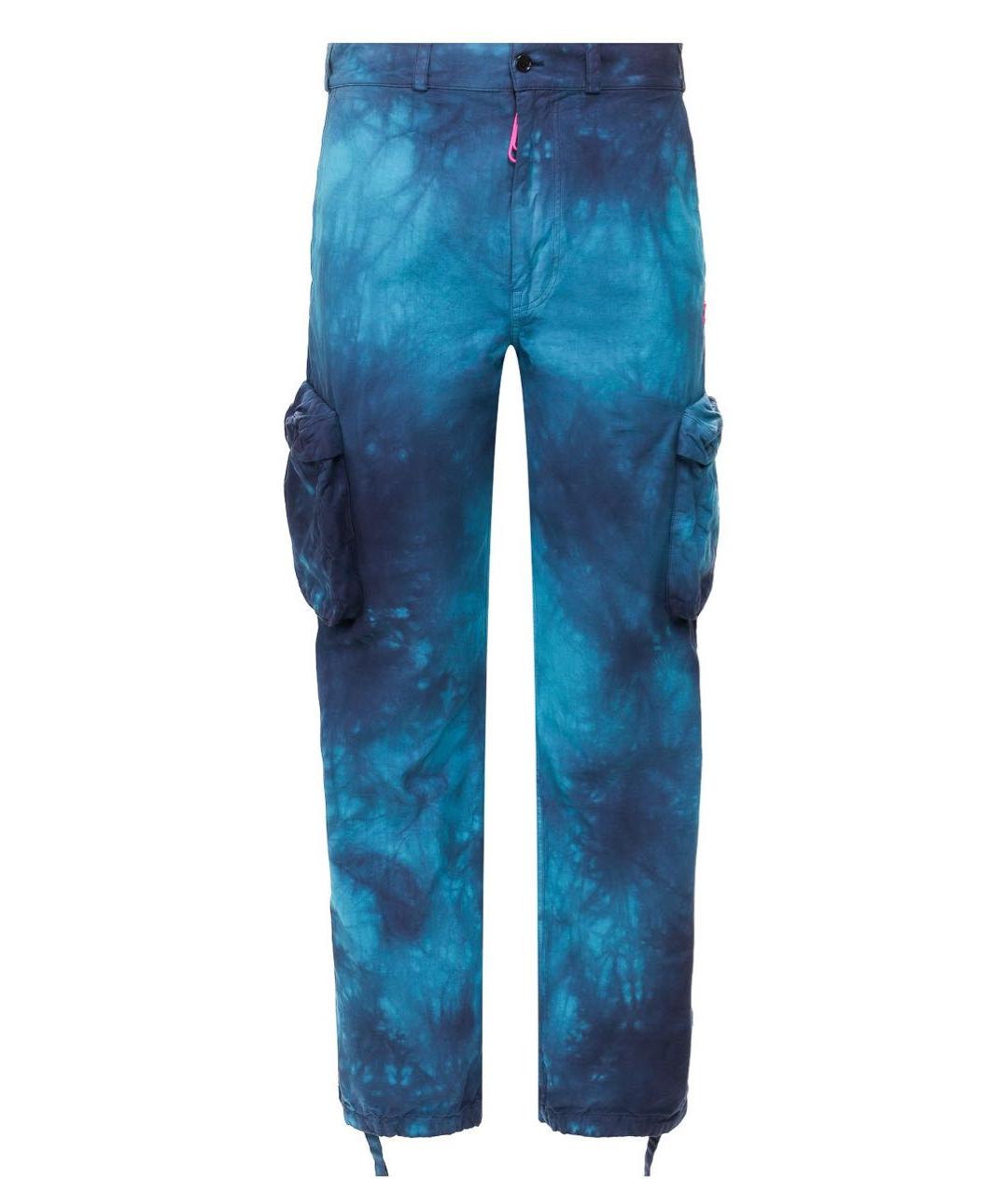 OFF-WHITE Синие хлопковые повседневные брюки, фото 9