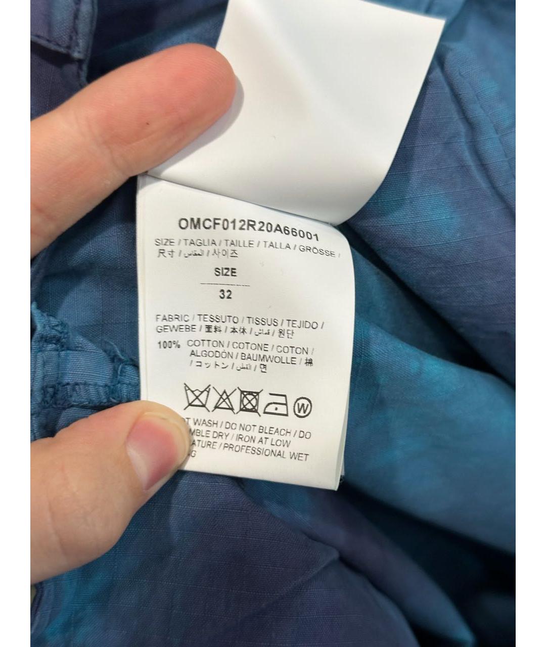 OFF-WHITE Синие хлопковые повседневные брюки, фото 8