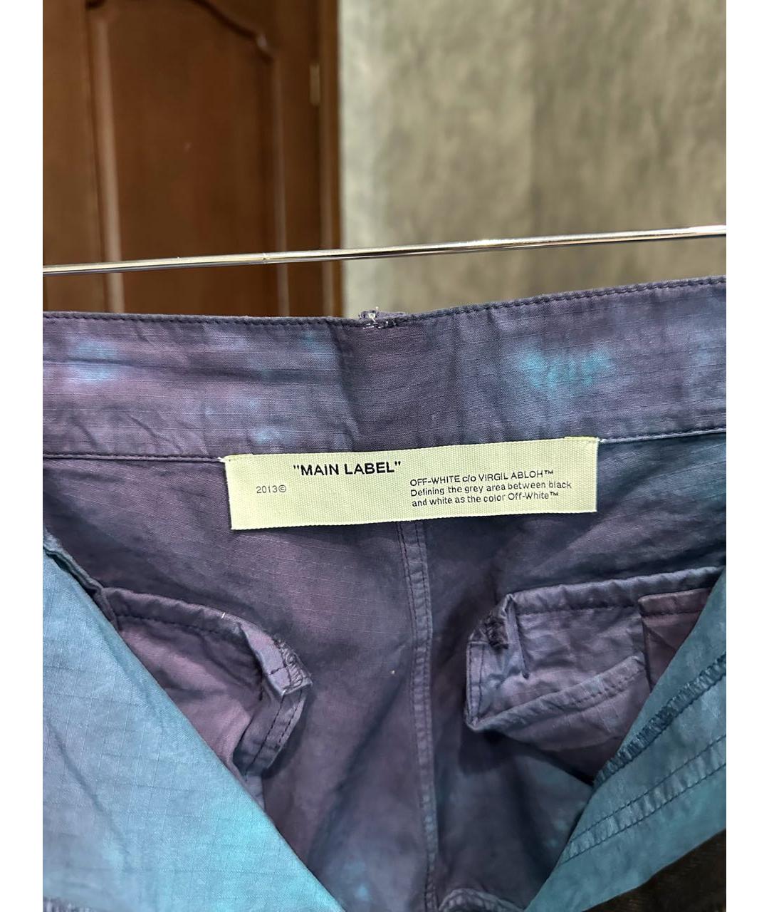 OFF-WHITE Синие хлопковые повседневные брюки, фото 6