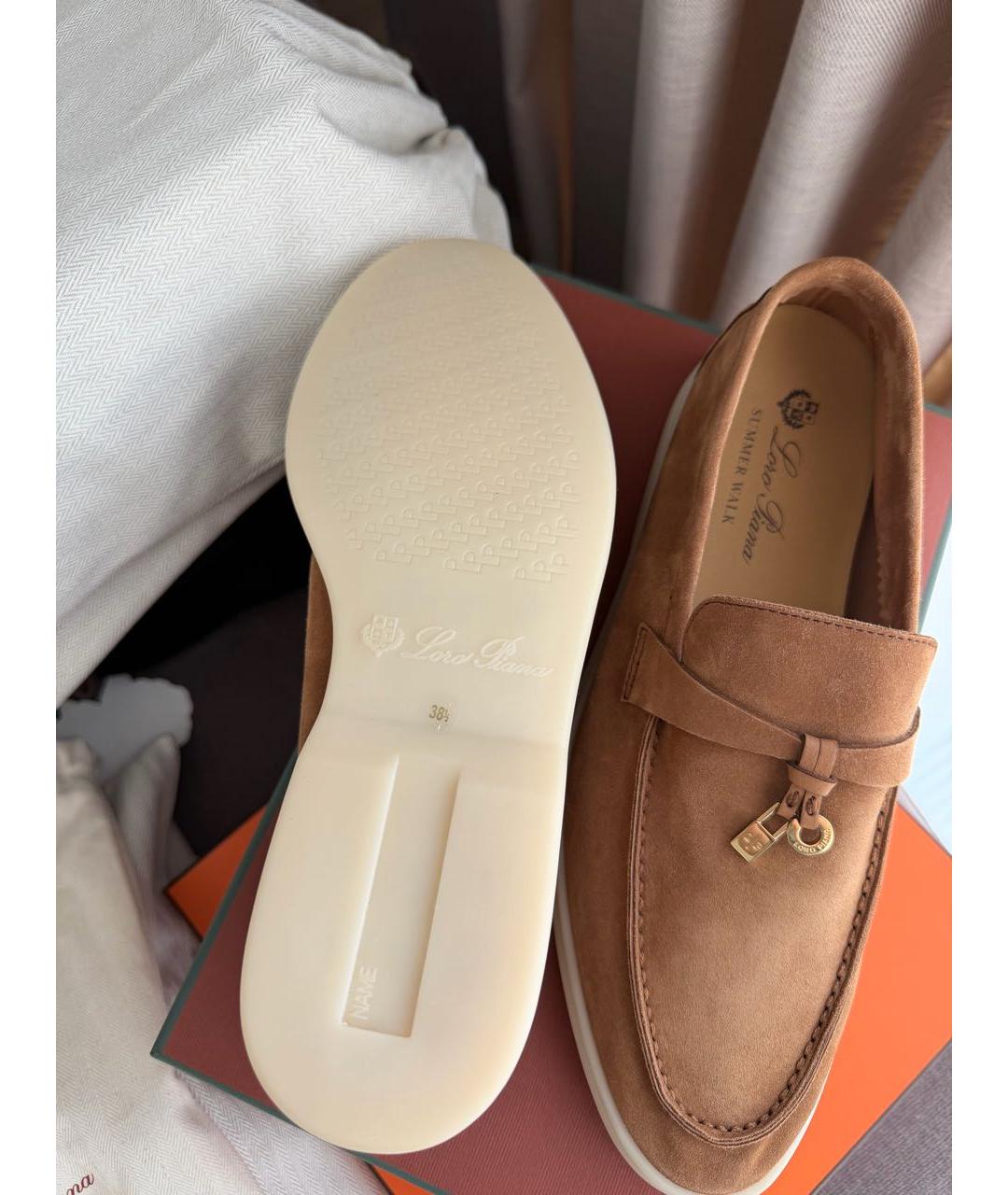 LORO PIANA Коричневые замшевые лоферы, фото 3