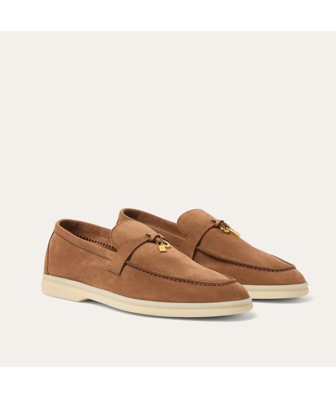 LORO PIANA Коричневые замшевые лоферы, фото 4