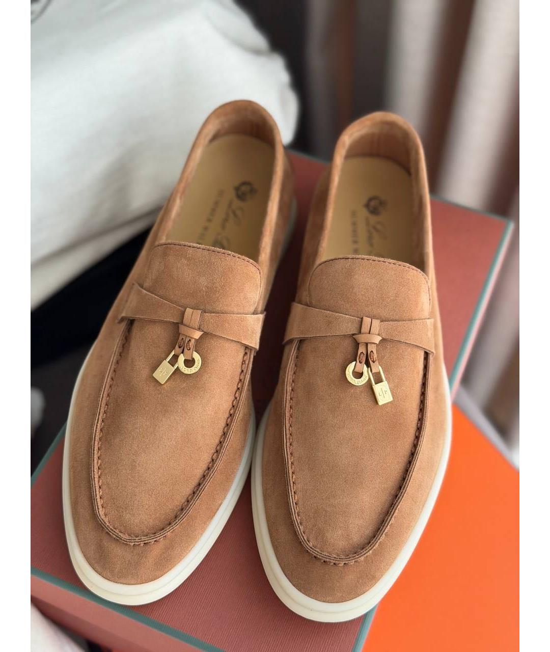 LORO PIANA Коричневые замшевые лоферы, фото 2